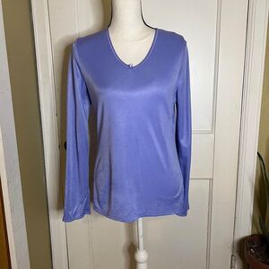 Vintage Purple Long Sleeve V-Neck Pajama Top Size Medium